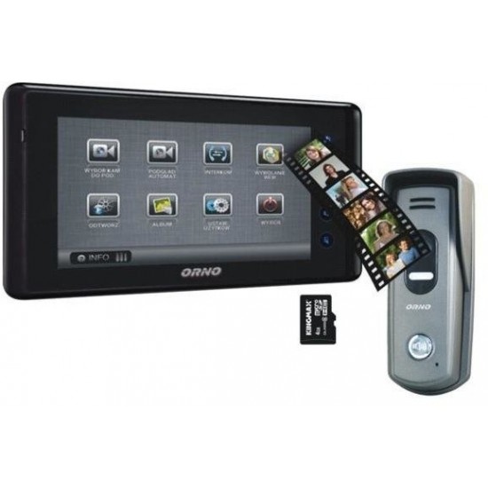 Zestaw wideodomofonowy bezsłuchawkowy, <br />Kolor 7", dotykowy, pamięć, gniazdo karta SD, IP55, DEFENSA MEMO