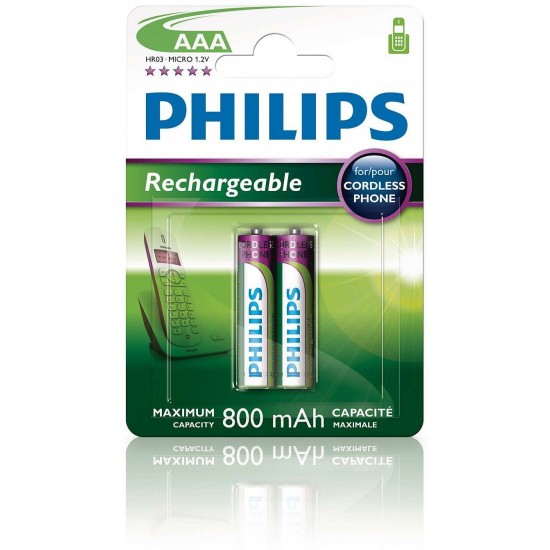 Philips baterie AAA 2ks 800mAh Rechargeables (R03B2A80/10) 1 szt.