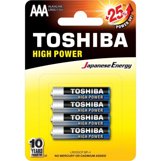 Bateria alkaliczna LR03 / AAA, 4 sztuki Toshiba